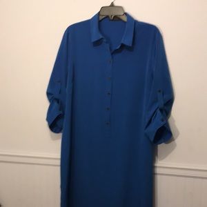 The Limited XL blue button long sleeve dress